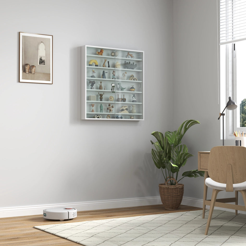 Libreria con ante in vetro ¨C zephmum ¨C Bianco 80x9.5x83 cm