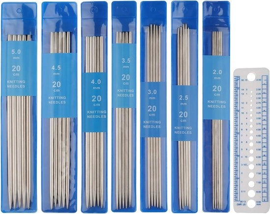 Set di Aghi per Maglia - Acciaio Inossidabile - Per Diversi Progetti di Maglia - 35 Pezzi - 20 cm