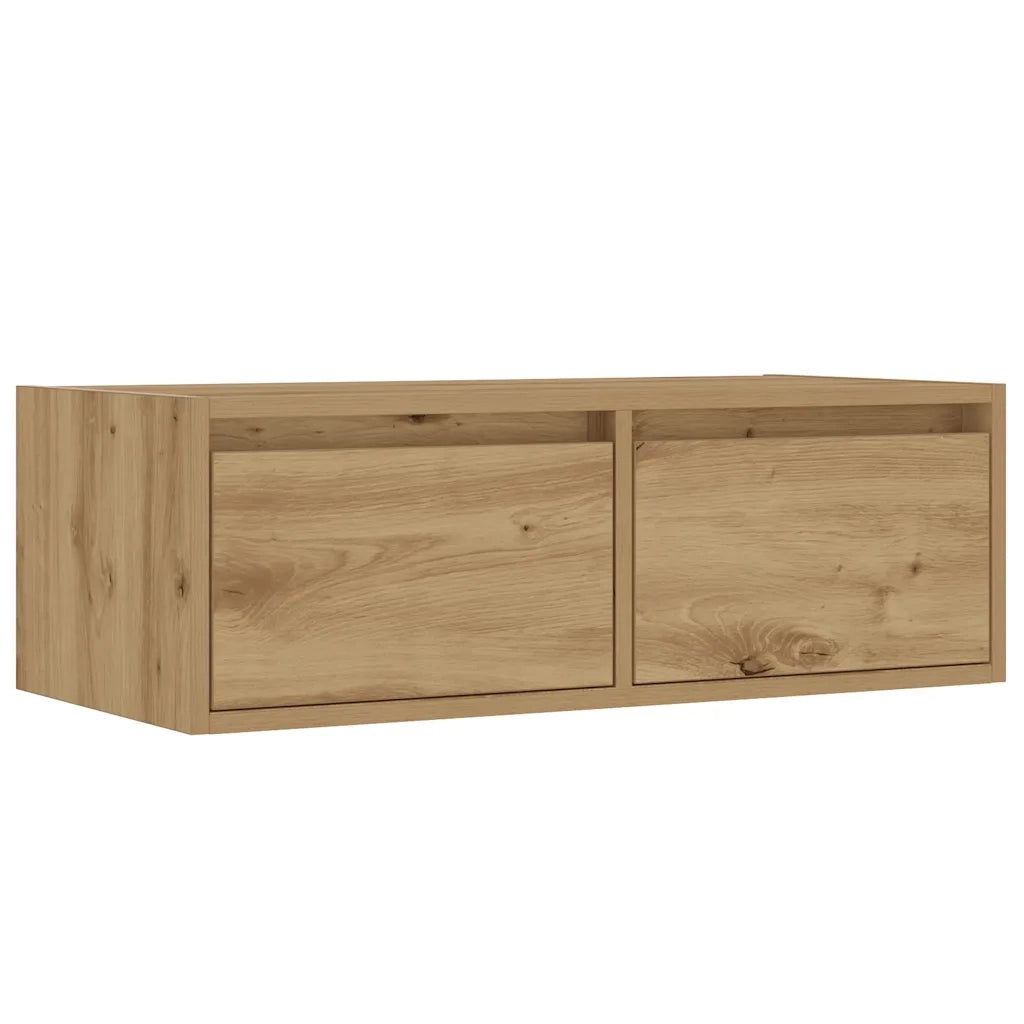 Mobile Porta TV con Luci LED Rovere Artigianale 75x35,5x25 cm 860237