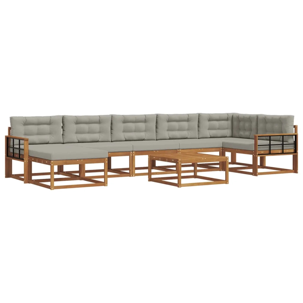 Set di divani da esterno 8 pcs Grigio Naturale e Chiaro 3367939