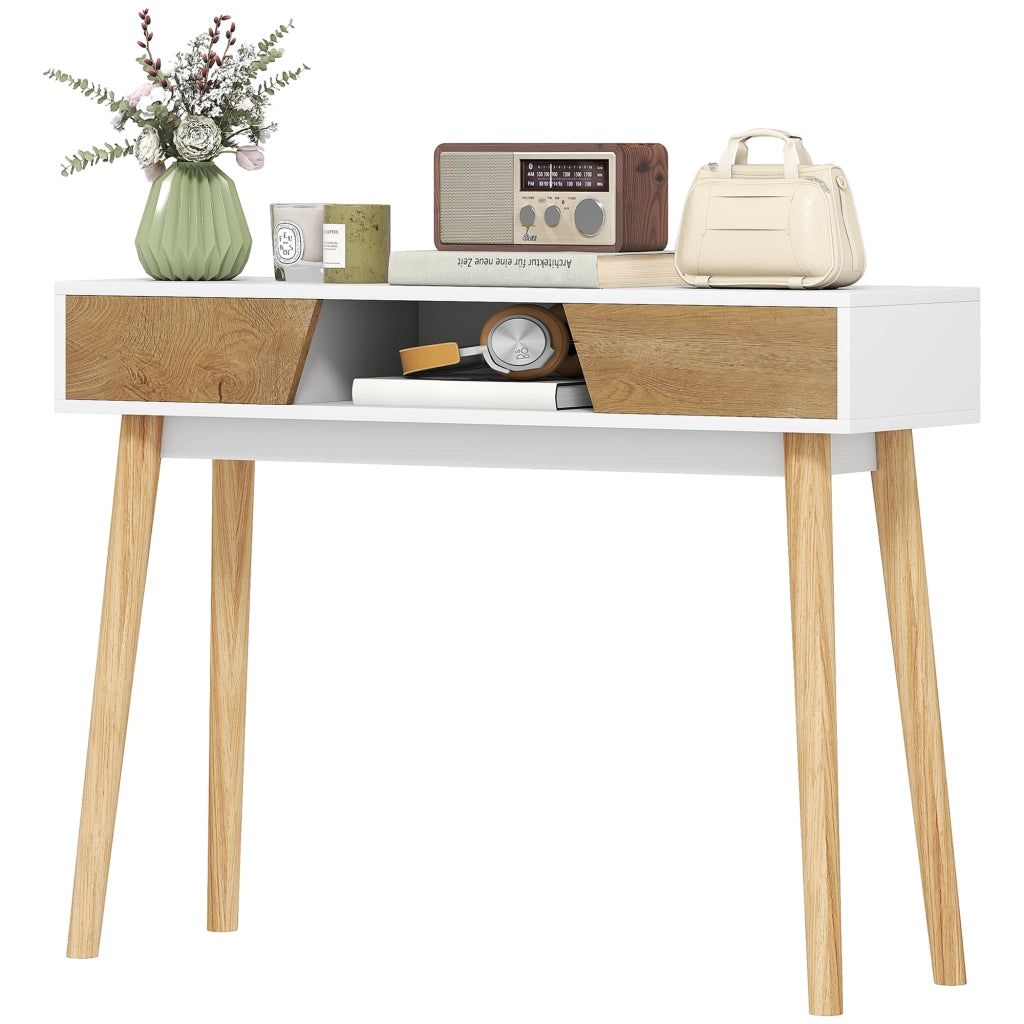 Consolle per Ingresso con 2 Cassetti e Gambe in Legno per Salone ¨C zephmum ¨C Bianco