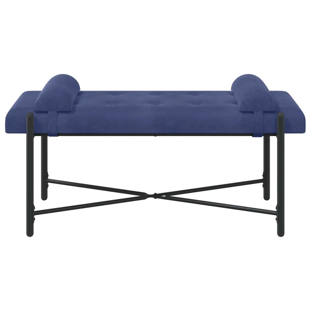 Panchina con bottoni e cuscini Blu Polizia 110 x 40 x 46 cm 42038397