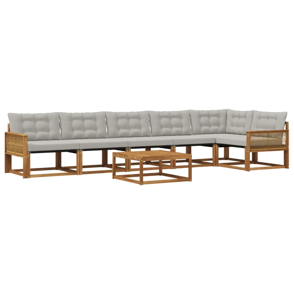 Set di divani da esterno 7 pcs Naturale e Grigio Chiaro