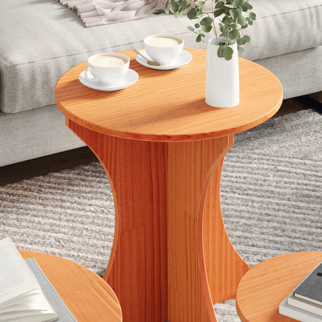 vidaXL Tavolino da salotto 3 pcs Cera marrone 46 x 46 x 47 cm
