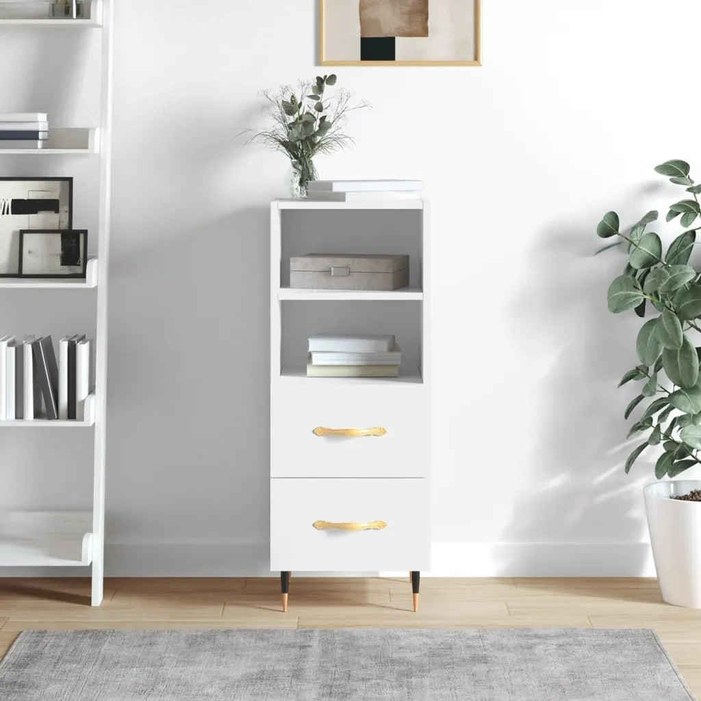 Credenza-Buffet-Armadio da cucina Bianco Lucido 34,5x34x90 cm in Legno Multistrato 630356