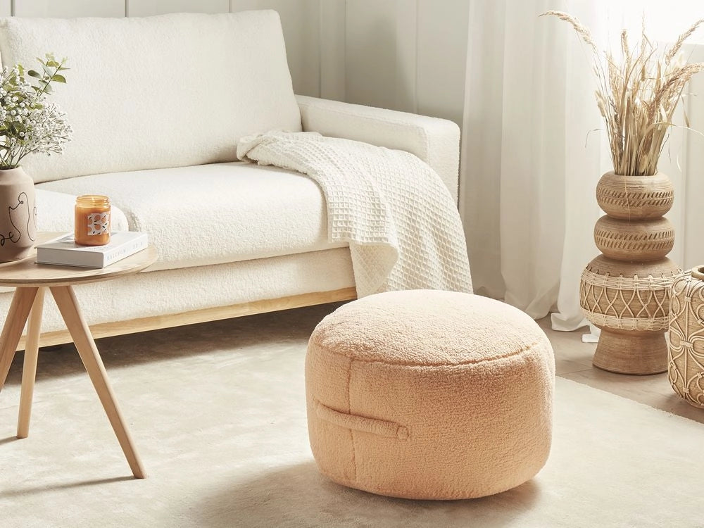 Pouf Cuscino Rotondo Poliestere Tinta Unita rosa pesca 50 x 50 x 30 cm elegante posto extra