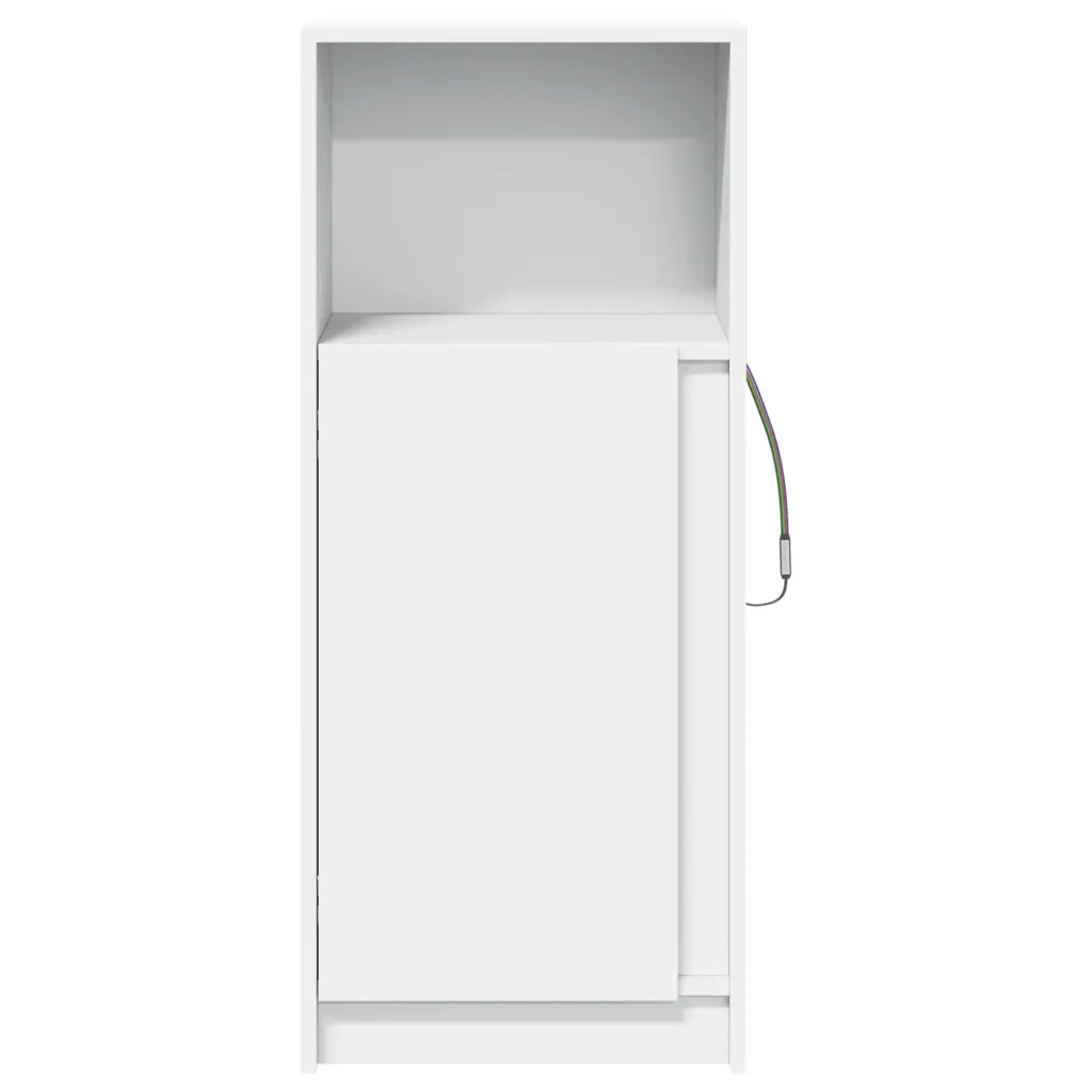 Credenza | Madia | Buffet da pranzo | Armadio da pranzo con LED Bianca 42,5x34x100 cm in Legno Multistrato