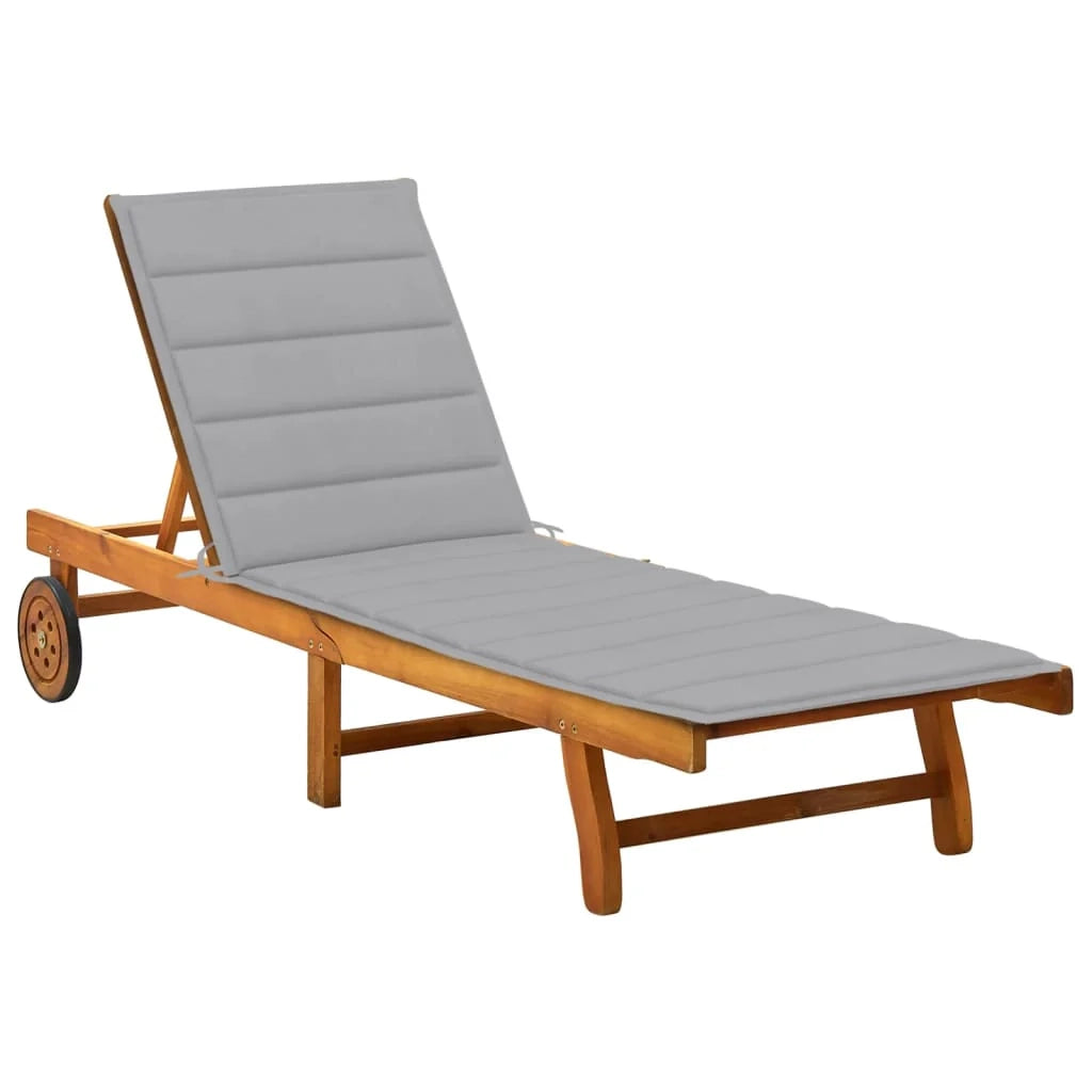 Lettino prendisole sedia a sdraio lettino prendisole letto da giardino mobili da esterno per patio con cuscino legno massello di acacia 02_0012409