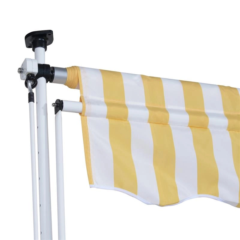 TENDA DA SOLE A MURO CON PALI DI SUPPORTO 300 X 150 CM  COLORE BIANCO E GIALLO