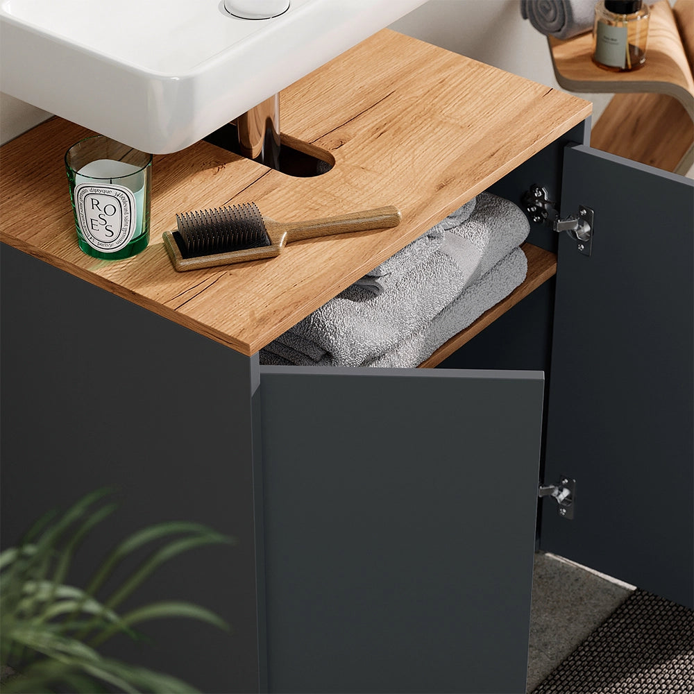 Vicco Mobile sottolavabo per bagno Antracite/quercia dorata 60.2 x 65 cm