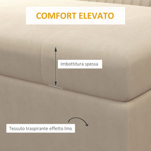 Panca Contenitore Rettangolare 110x44x49 cm con Seduta Imbottita e Gambe in Acciaio Beige