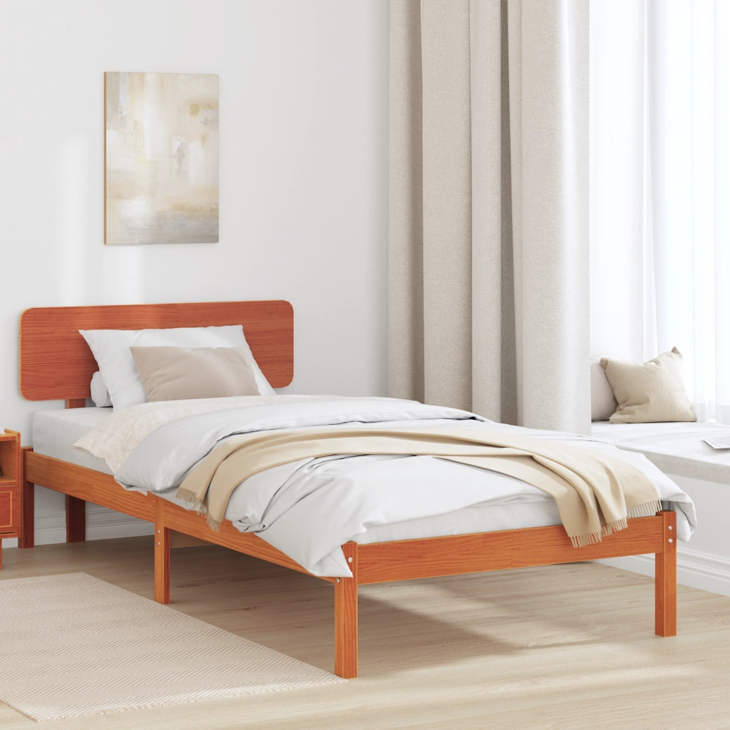 Struttura Letto con Testiera Marrone Cerato 80x200 cm Legno Massello di Pino