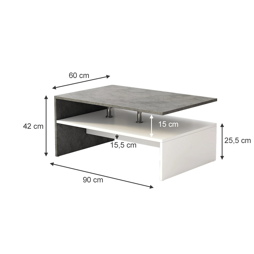 Vicco Tavolino da salotto Calcestruzzo 90 x 60 cm