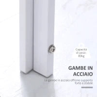 Tavolo Rettangolare da 4 Persone per Cucina e Soggiorno, Tavolo Moderno in Metallo e Vetro Temperato, 120x60x75 cm, Bianco