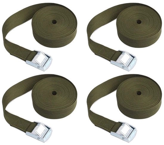 Cinture di allacciamento con raccordo - Cinture di allacciamento adattabili - 4 pezzi - 3 m x 25 mm - Resistenti alla ruggine e alla corrosione - Alta durezza e resistenza