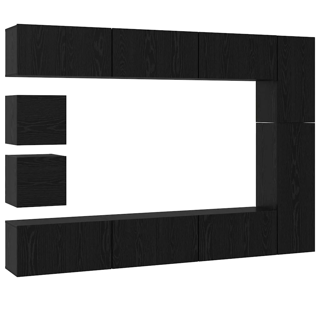 Set mobile TV 10 pcs Rovere Nero Legno multistrato 3393244