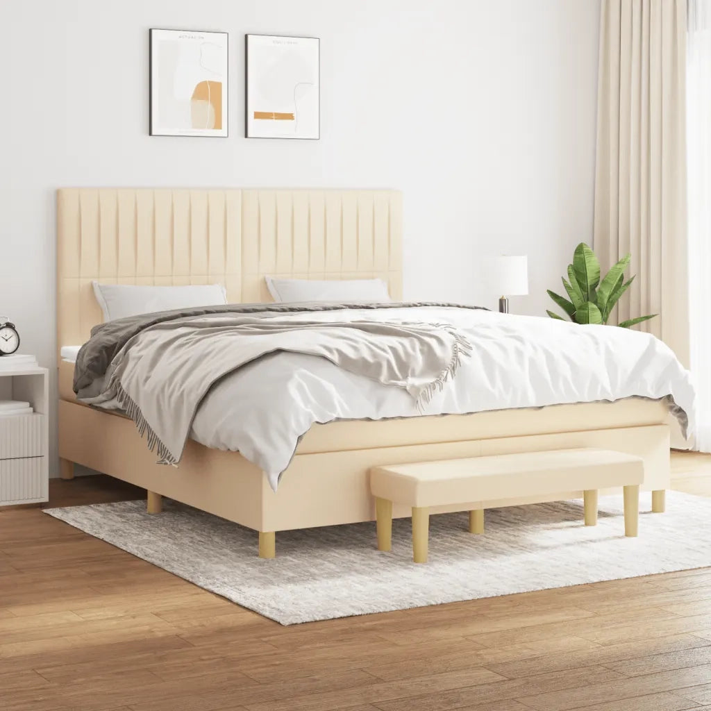 Giroletto a Molle con Materasso Crema 160x200 cm in Tessuto 3137330