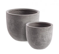 Set 2 Vasi Cement Basso Grigio
