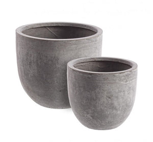 Set 2 Vasi Cement Basso Grigio