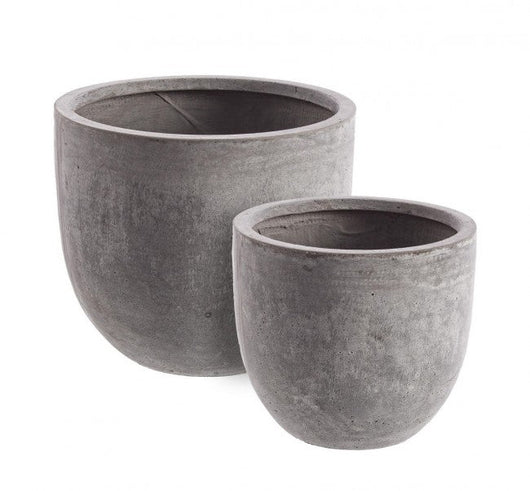 Set 2 Vasi Cement Basso Grigio