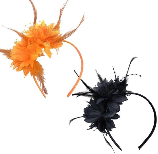Fascetta per capelli con fiori artificiali - Accessori per capelli vintage - Fascinatore per donne - Accessori per capelli per cocktail - 2 pezzi