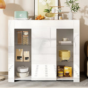 CREDENZA Bianca 95x35x83 cm con Ripiani in Vetro e anta