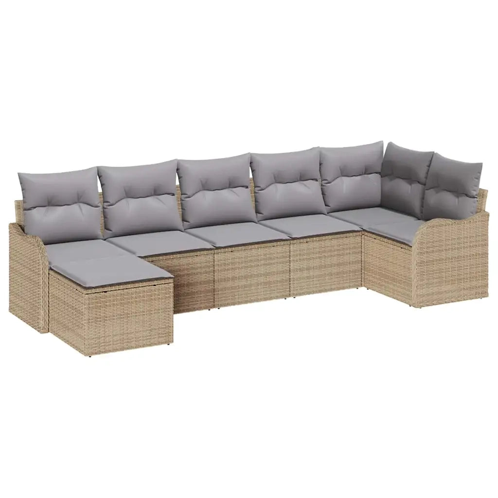 Set Divano da Giardino 7 pcs Beige polyrattan 3345790