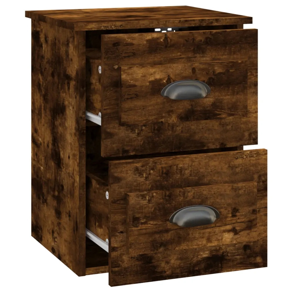 Comodino | Armadio da Notte | Mobiletto da notte a Parete Rovere Fumo 41,5x36x53 cm