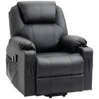 Poltrona Alzapersona Reclinabile max 135° con 8 Punti Massaggianti e Poggiapiedi, 88x92x106 cm, Nero