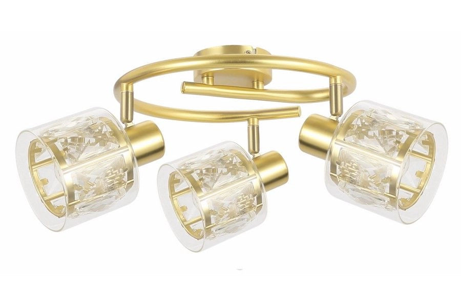Plafoniera Elmo glamour oro tonda 3xE14 vetro Reality