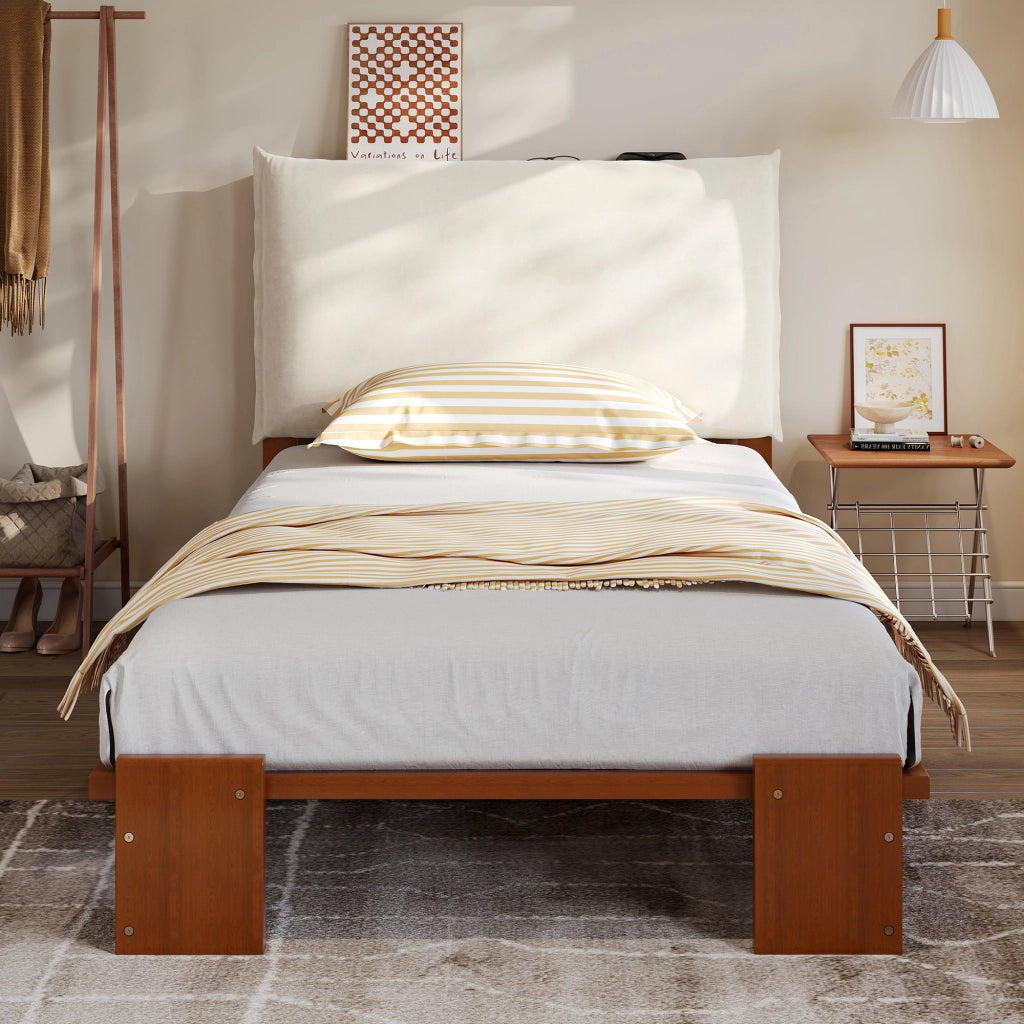 LETTO Imbottito 90x200 cm Marrone con schienale imbottito