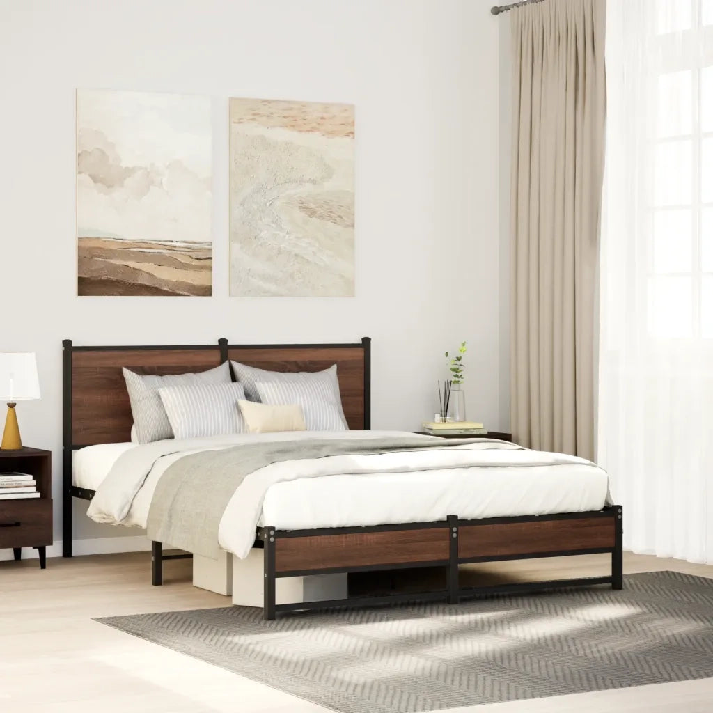 Giroletto senza Materaso in Metallo Rovere Marrone 137x190 cm 4007939