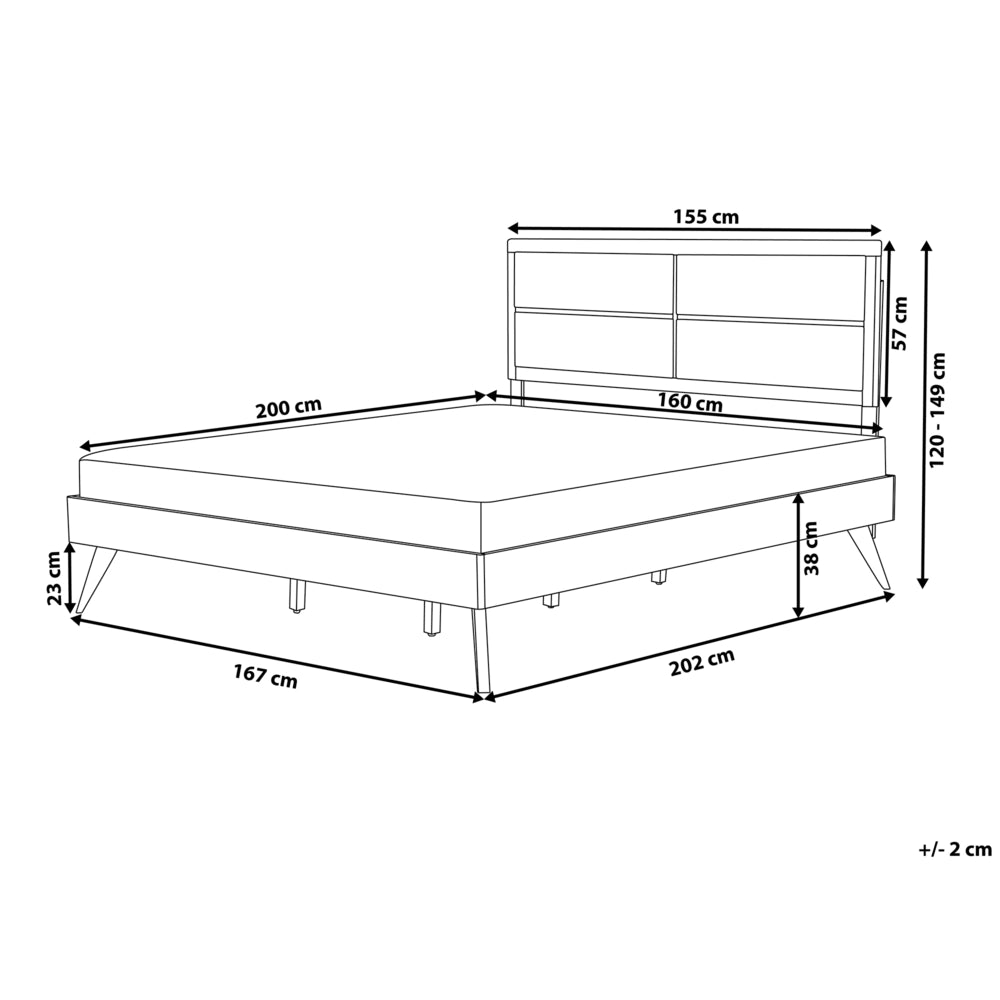 Letto 160 x 200 cm in legno di frassino marrone MDF rete a doghe testata imbottita design moderno