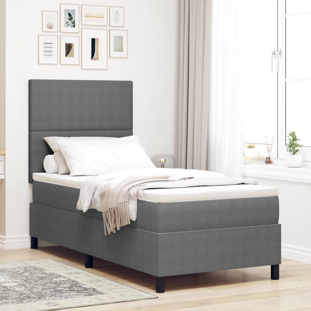 Letto a molle con materasso grigio 100x200 cm tessuto corduroy