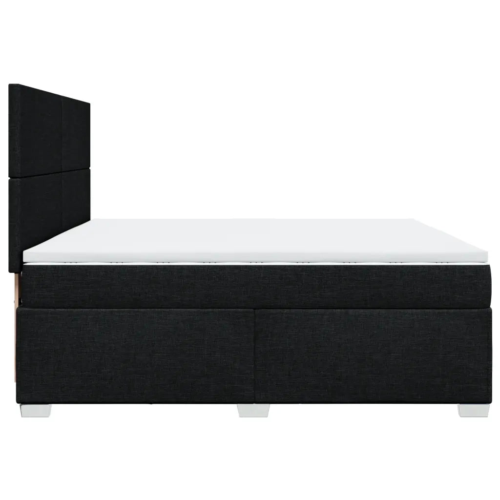 Giroletto a Molle con Materasso Nero 200x200 cm in Tessuto