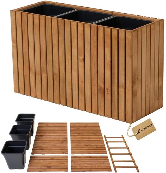 Pentola per piante grande - Resistente alle intemperie - Giardino/patio - Legno di cedro massiccio imbevuto - Contenitore per piante da 18 litri - Montaggio facile 98 x 36 x 55 cm - Pentola per piante