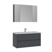 Set mobile lavabo con specchio (2 pezzi) "Side 100 v3" - 100 x 16 x 52 cm - Antracite opaco
