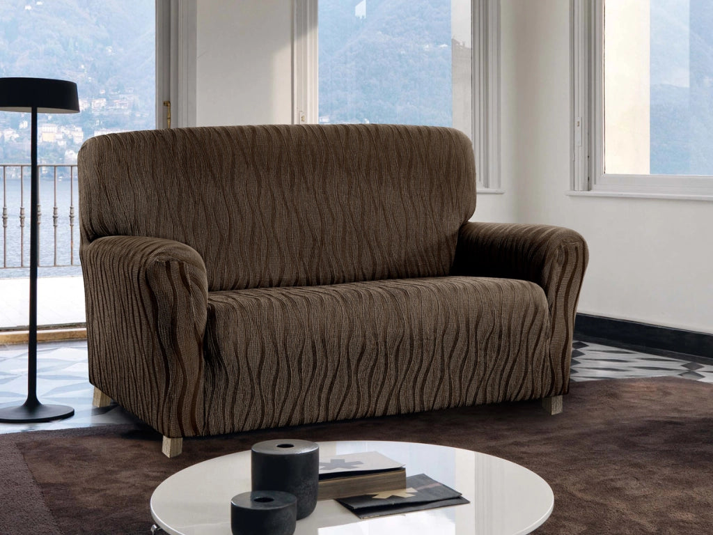 Copridivano Sofà Poltrona Elasticizzato Protezione Macchie Modello Wonderful - 4 Posti - Marrone