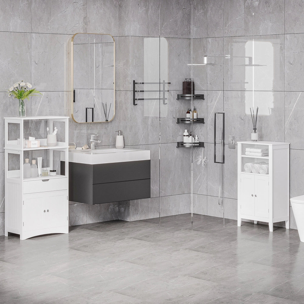 Mobiletto da Bagno 1 Mensola 2 Ante 50x30x93 cm in Legno Bianco