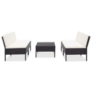 Set Divani da Giardino 5 pz con Cuscini in Polyrattan Nero 48944