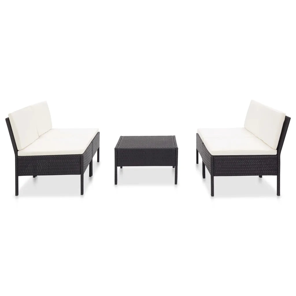 Set Divani da Giardino 5 pz con Cuscini in Polyrattan Nero 48944