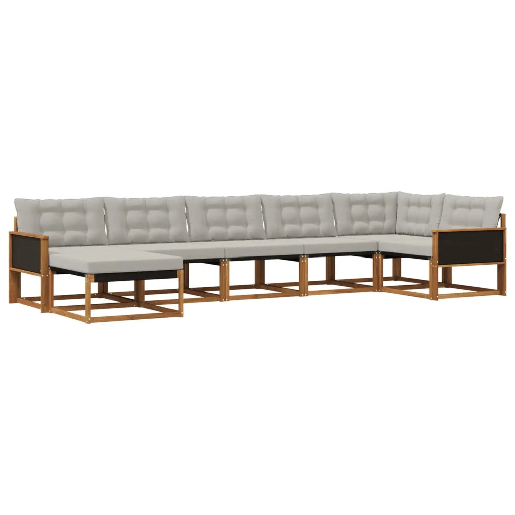 Set di divani da esterno 7 pz Naturale e Grigio Chiaro 3381559