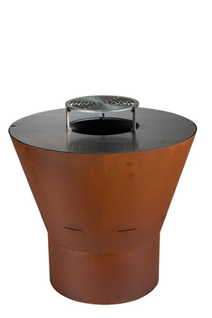 Barbecue a Legna Ø80x78 cm Azalea in Acciaio Effetto Ruggine