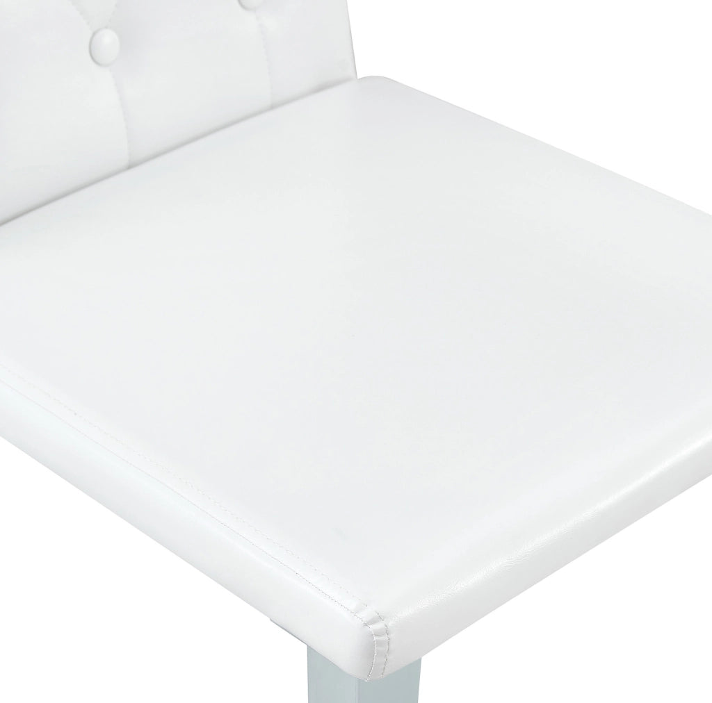 Set di 4 sedie da pranzo in PU bianco con gambe in metallo argento; seduta 42 x 43 cm