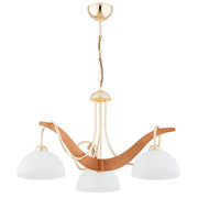 Lampada sospesa glamour legno oro 3xE27 Boleno Alfa