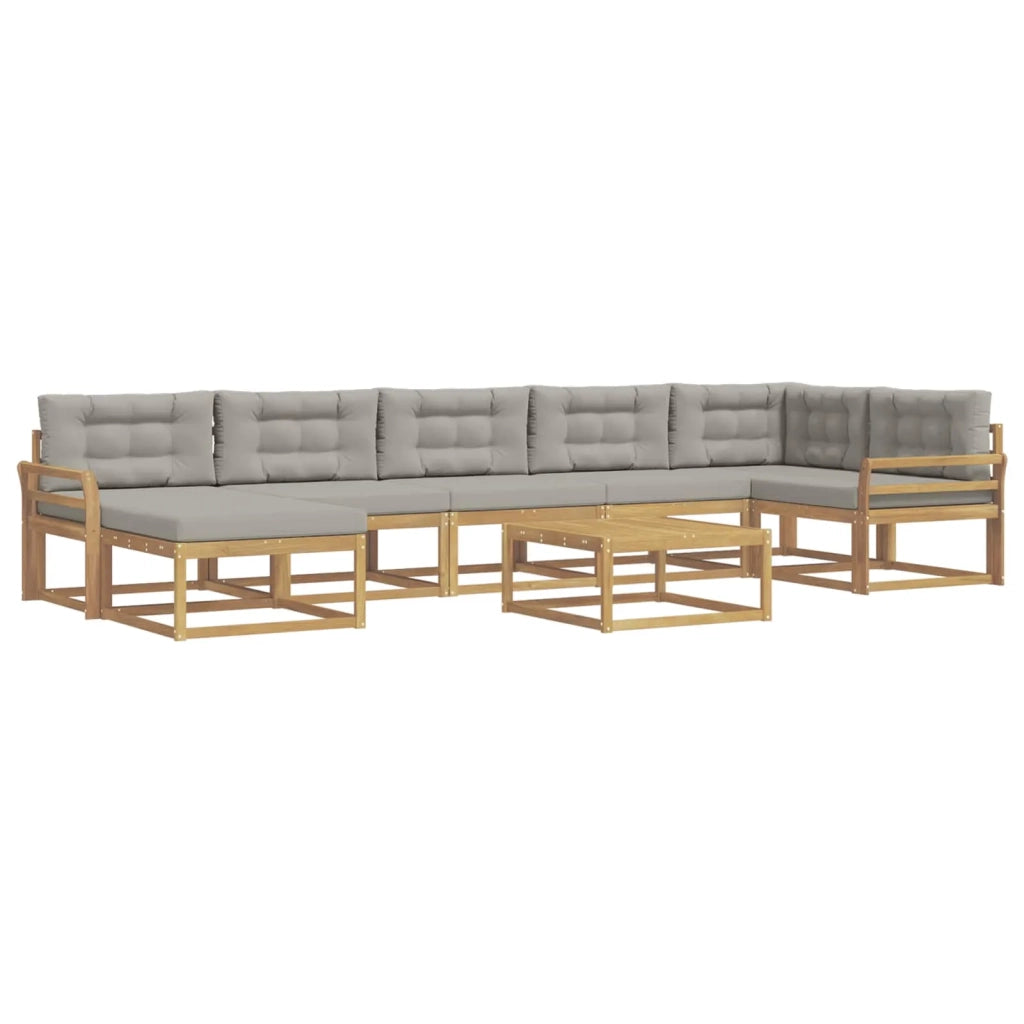 Set di divani da esterno 8 pz Bianco e Grigio Chiaro 3386795