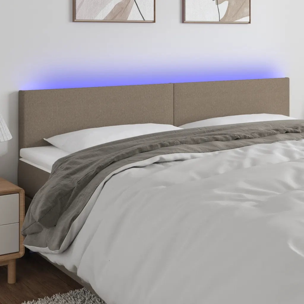 Testiera | Testata a LED Tortora 160x5x78/88 cm in Tessuto
