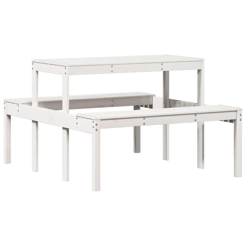 Tavolino da Giardino | Tavolo da Picnic Bianco 110x134x75 cm in Legno Massello di Pino