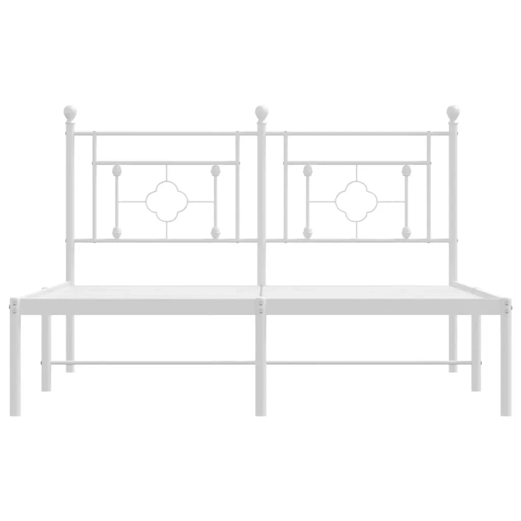 Giroletto con Testiera-Struttura Letto con testiera Metallo Bianco 140x190 cm 365818