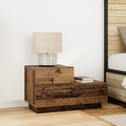 Comodino con Luci LED in Legno Antico 100x36x49 cm